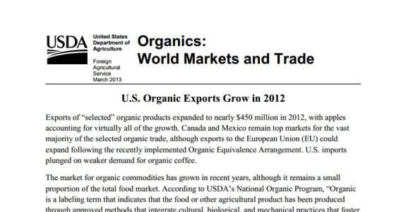 EUA: Exportações de orgânicos crescem em 2012