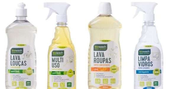 BioWash, linha de produtos de limpeza 100% naturais, lança novas embalagens