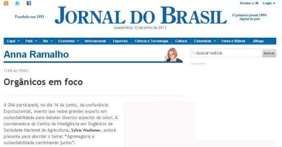 Deu no Jornal do Brasil: CI Orgânicos na ExpoSustentat
