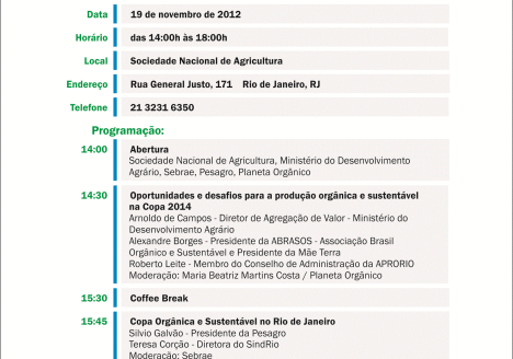 Seminário Brasil Orgânico e Sustentável Seminário Brasil Orgânico e Sustentável