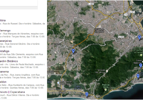 Mapa de geolocalização contribui com o Circuito Carioca de Feiras Orgânicas Mapa de geolocalização contribui com o Circuito Carioca de Feiras Orgânicas