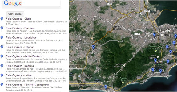 Mapa de geolocalização contribui com o Circuito Carioca de Feiras Orgânicas