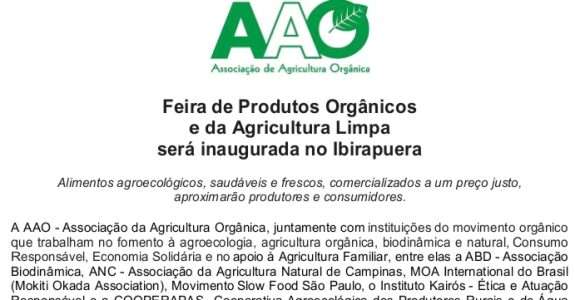 Feira de orgânicos e agricultura limpa no Ibirapuera